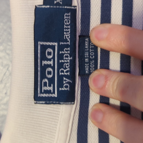 Vintage Y2K Polo By Ralph Lauren Navy and White Striped Collared Polo Logo XL - Picture 3 of 8